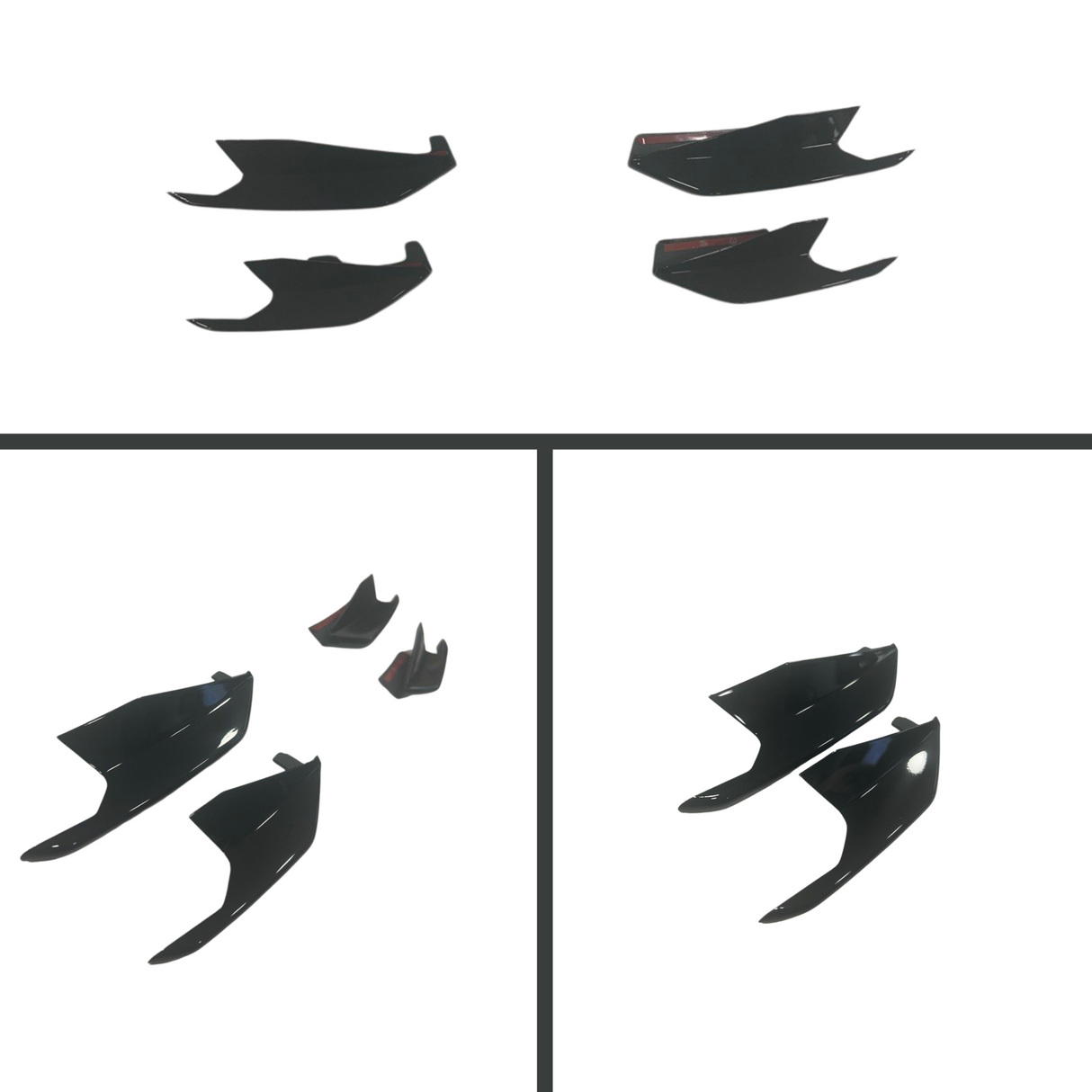 Para aletas laterales de la parrilla delantera VW T6.1 – Acabado negro brillante (juego de 4) | Actualización de estilo Van-X para Volkswagen T6.1