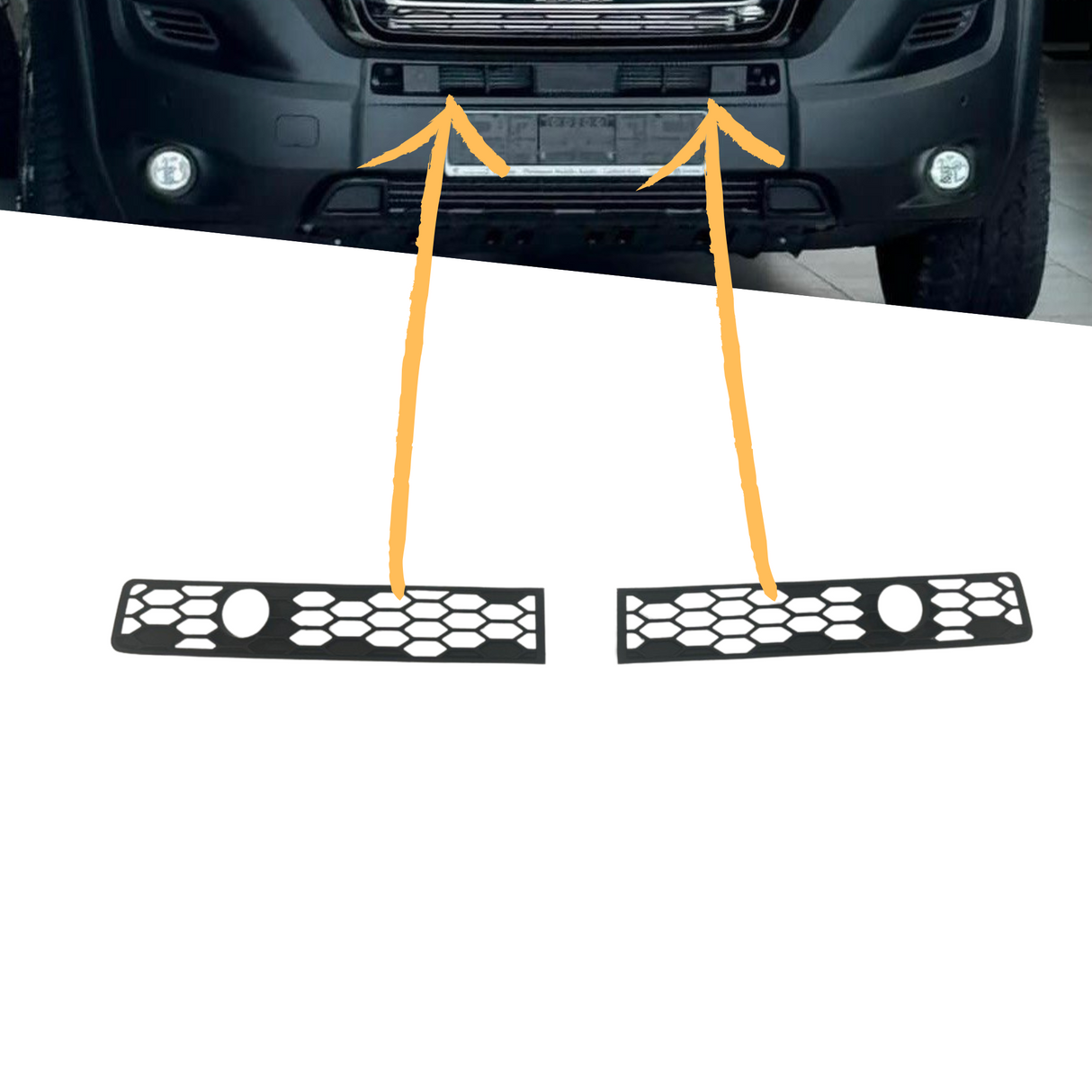 Voor Citroen Jumper Bumper Honingraat - Mat Zwart, Compatibel met Bumper met Parkeersensoren