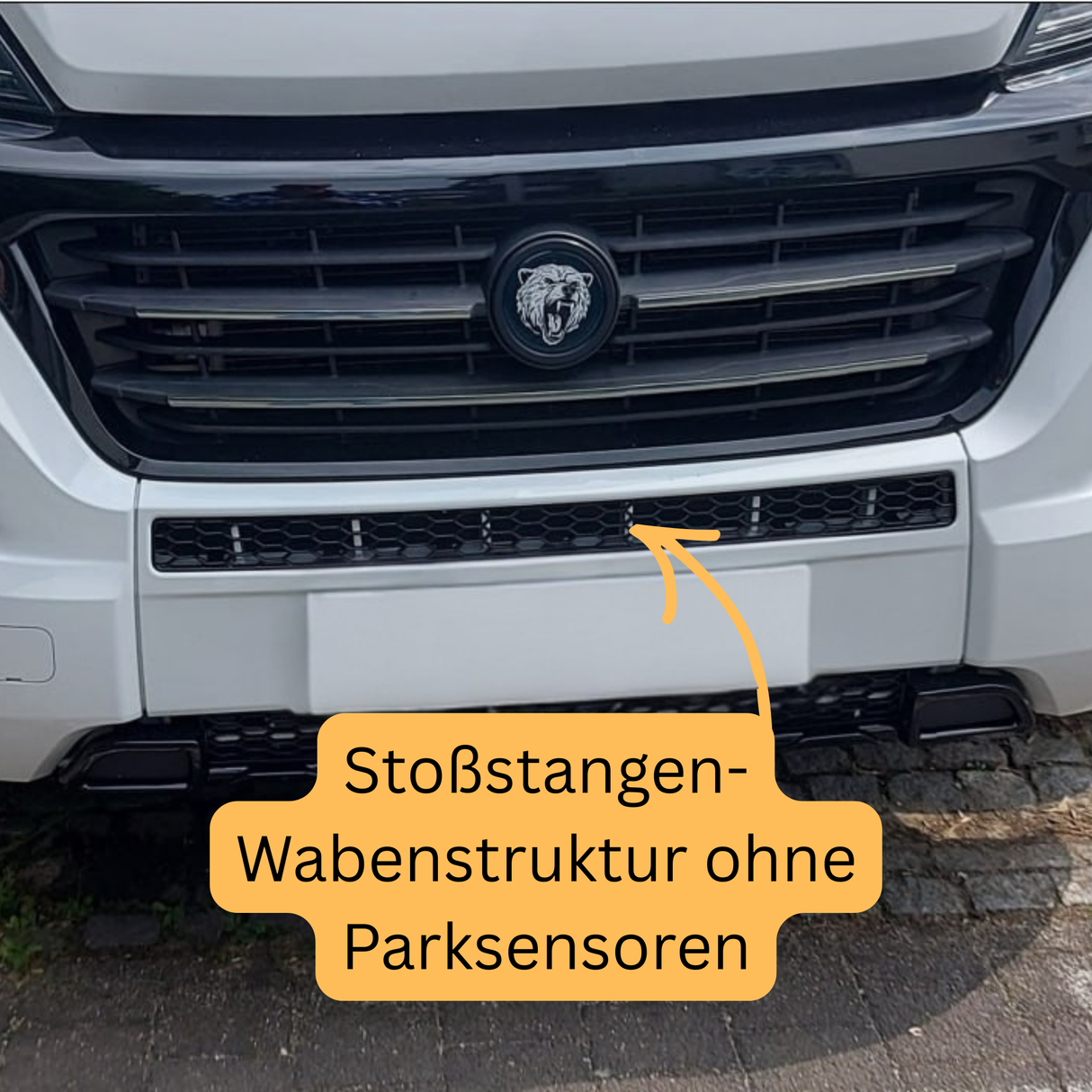 Fiat Ducato Stoßfänger Wabengitter ohne Parksensoren – Glänzend Schwarz
