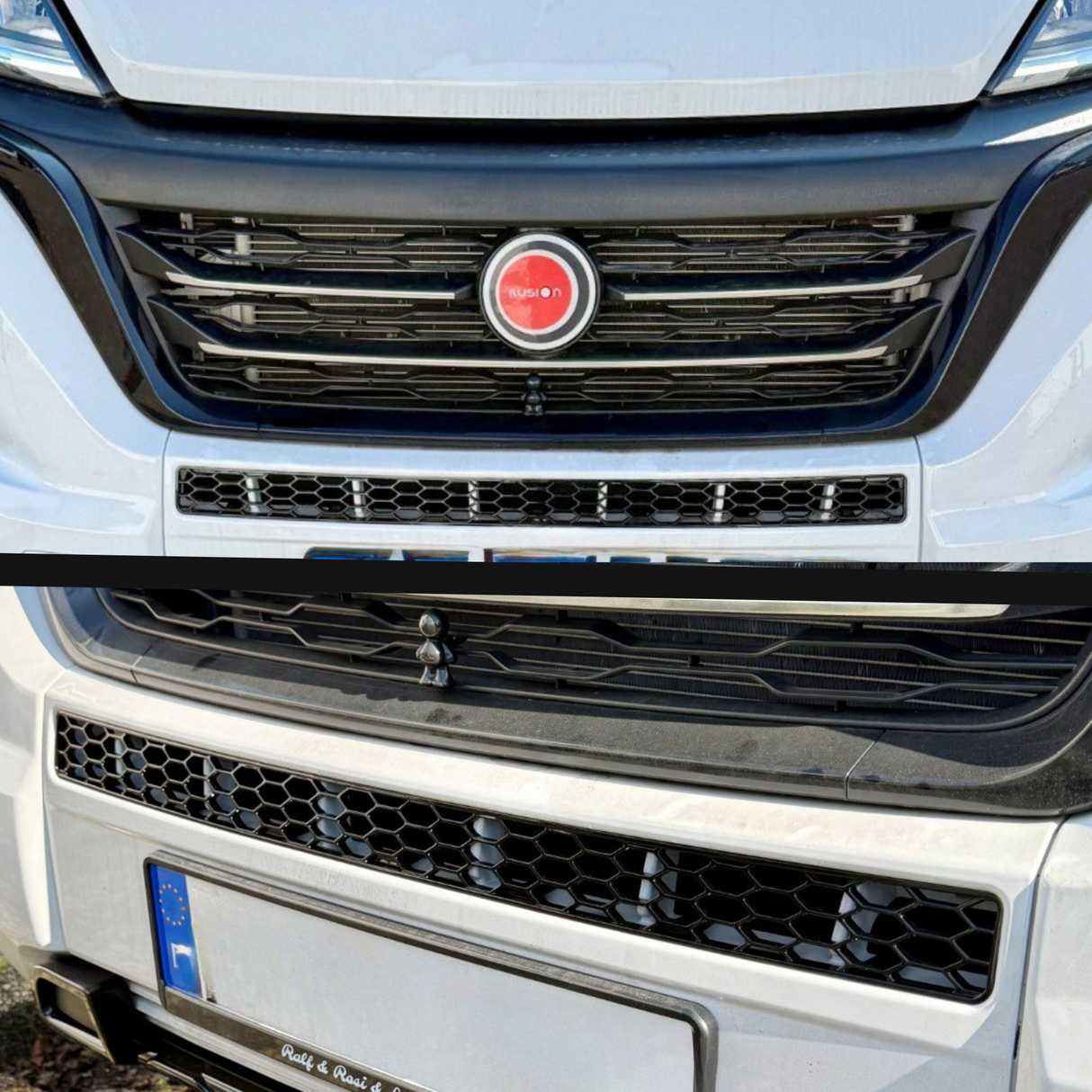 Fiat Ducato Bumper Honingraat zonder Parkeersensoren - Glanzend Zwart