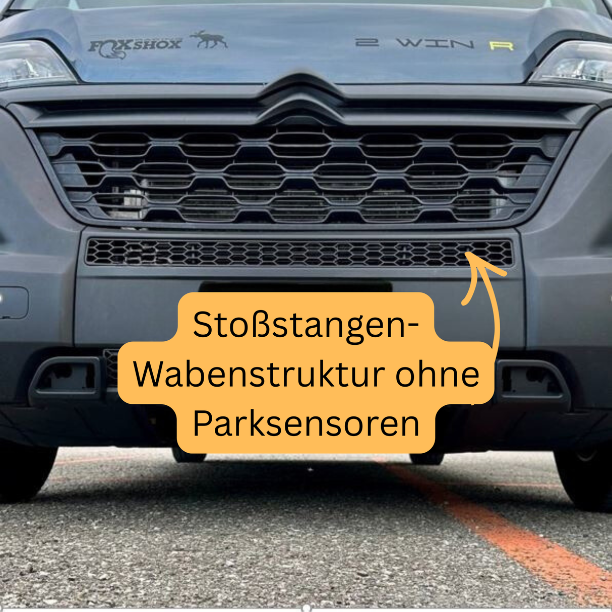 Peugeot Boxer Stoßfänger Wabengitter ohne Parksensoren – Matt Schwarz
