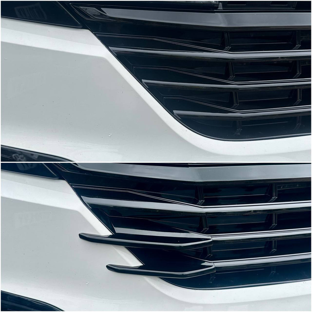 Para aletas laterales de la parrilla delantera VW T6.1 – Acabado negro brillante (juego de 4) | Actualización de estilo Van-X para Volkswagen T6.1