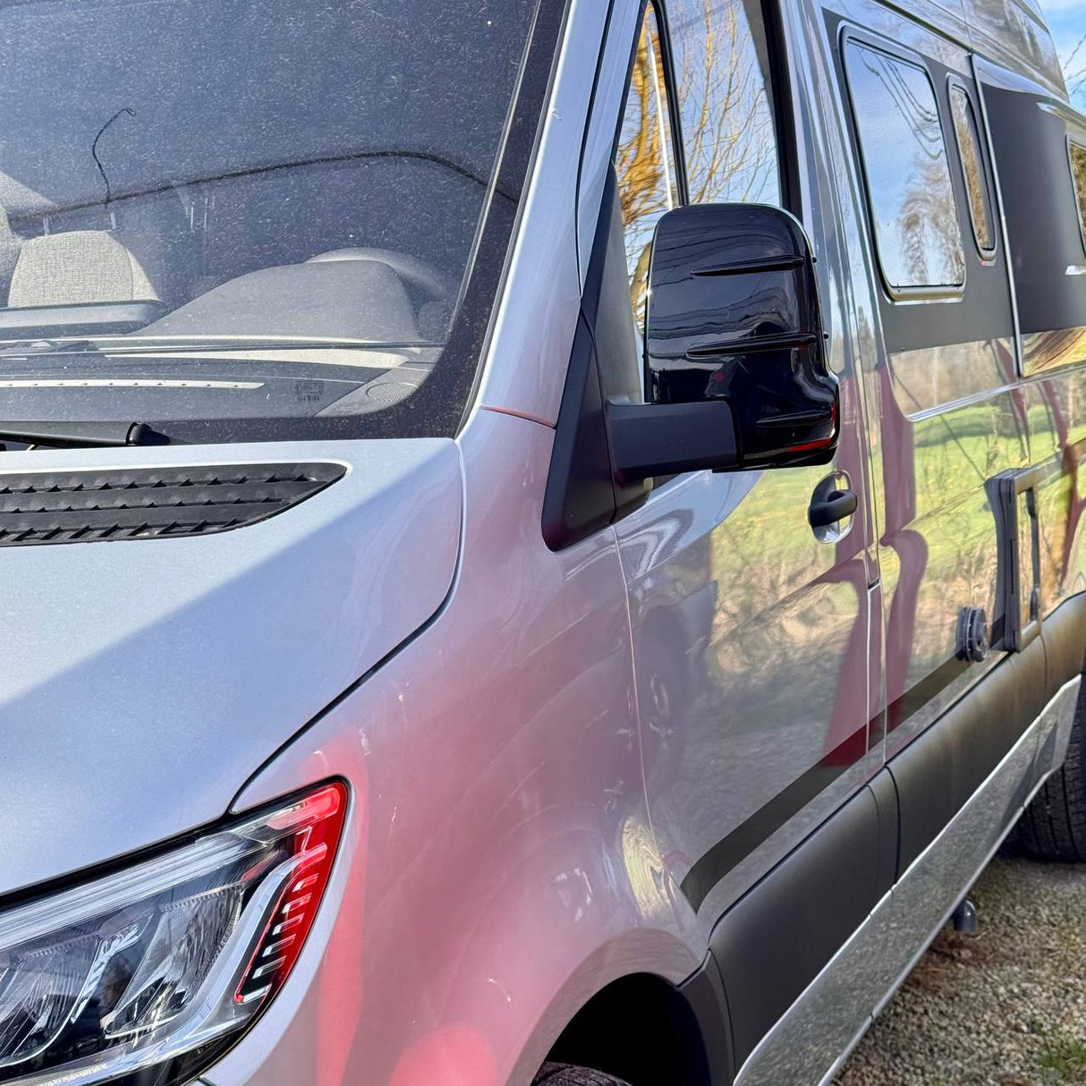 For Mercedes Sprinter 907 Wing Mirror Covers with Indicator - Gloss Black (Set of 2) - Replacement Caps for 907 Models