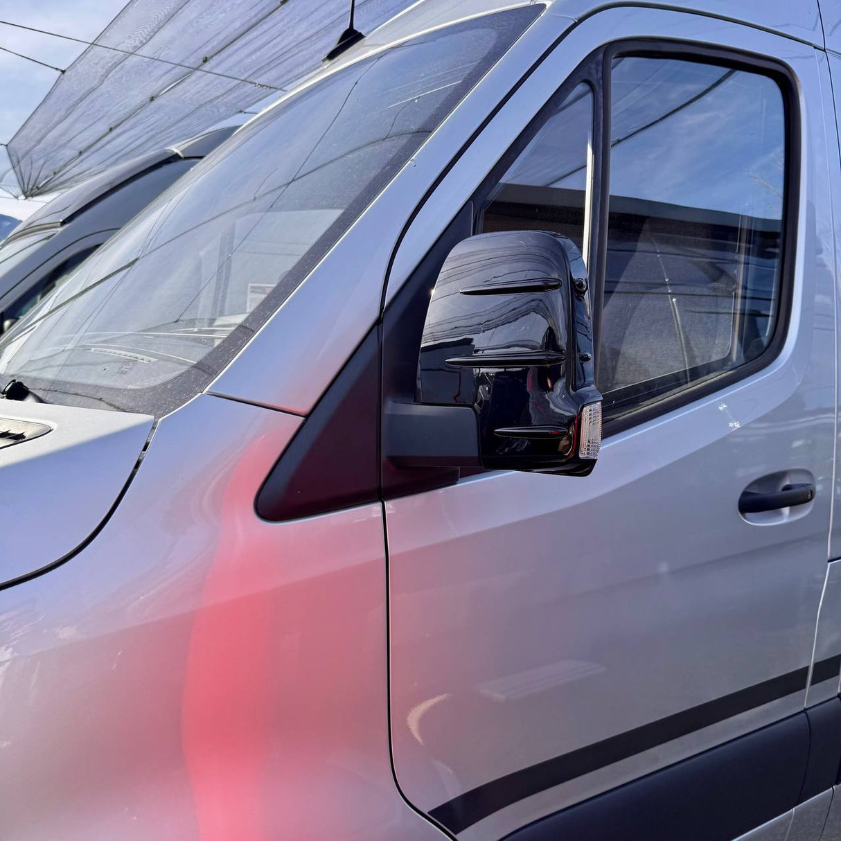 For Mercedes Sprinter 907 Wing Mirror Covers with Indicator - Gloss Black (Set of 2) - Replacement Caps for 907 Models