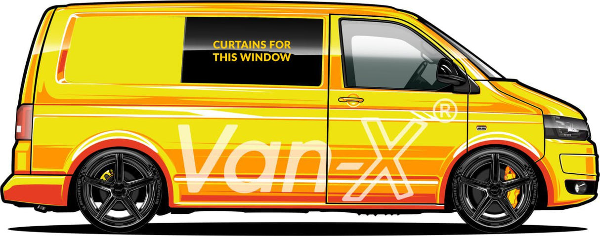 For VW T5 Transporter Van Conversion Premium Curtains Van-X - Black/Blue