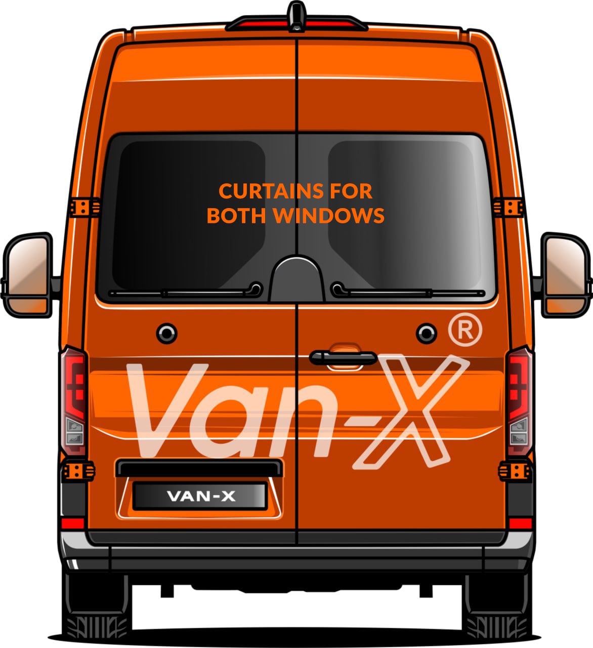 For Mercedes Sprinter Premium Window Curtains Van-X - Black/Black