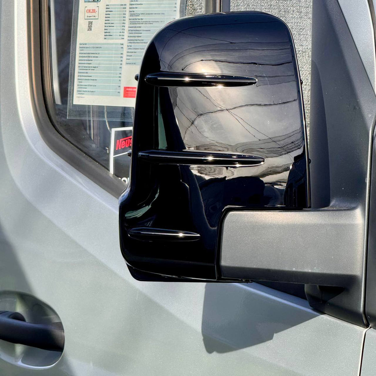 For Mercedes Sprinter 907 Wing Mirror Covers with Indicator - Gloss Black (Set of 2) - Replacement Caps for 907 Models