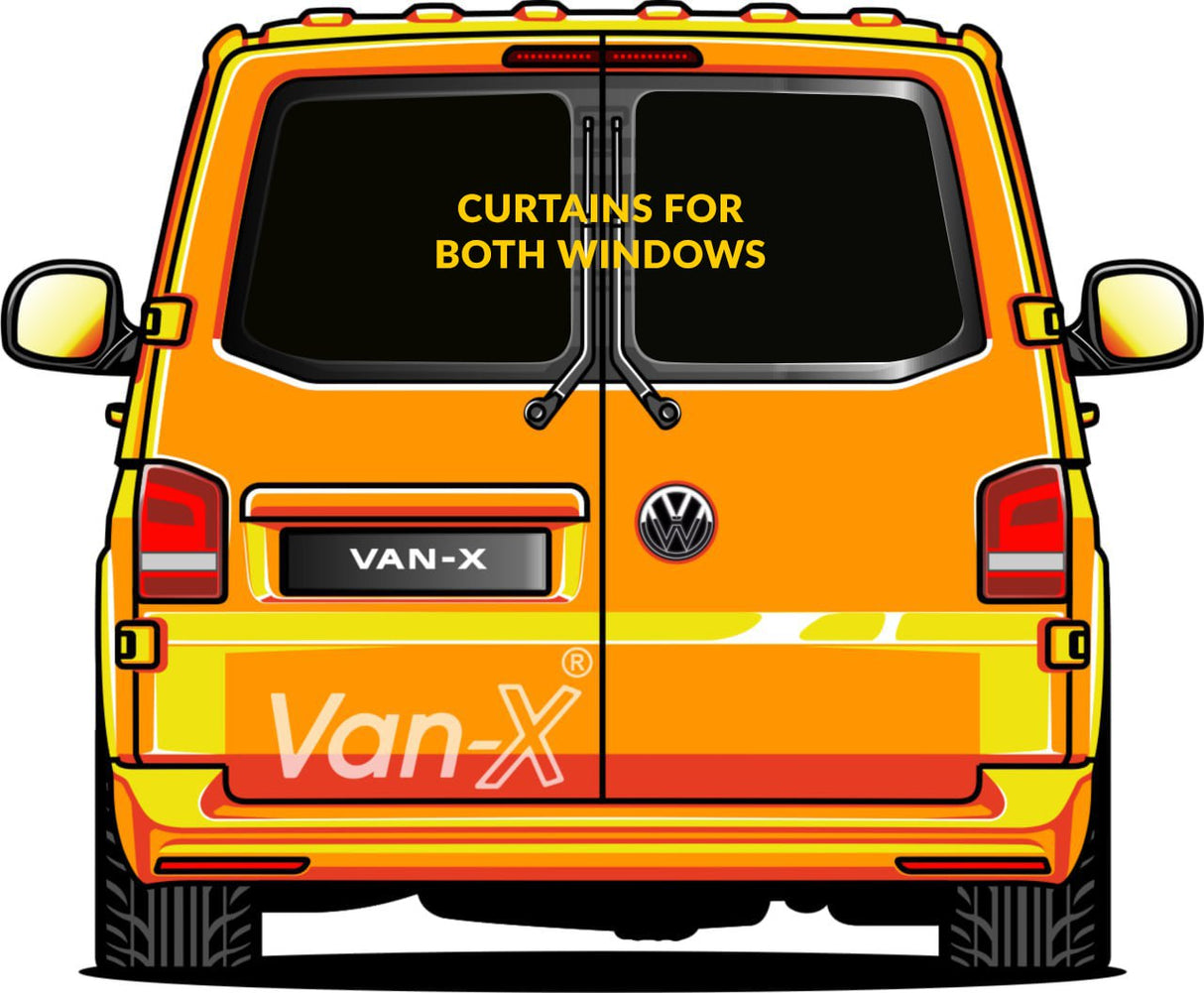 For VW T4 Transporter Van Conversion Premium Curtains Van-X - Black/Black