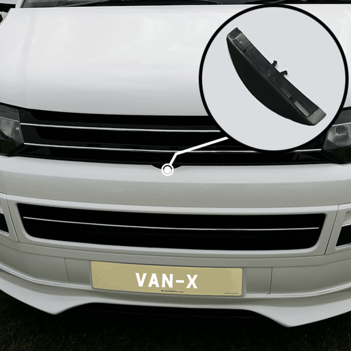 Para VW T5.1 Parrilla delantera sin emblema – Acabado en negro piano brillante | Van-X