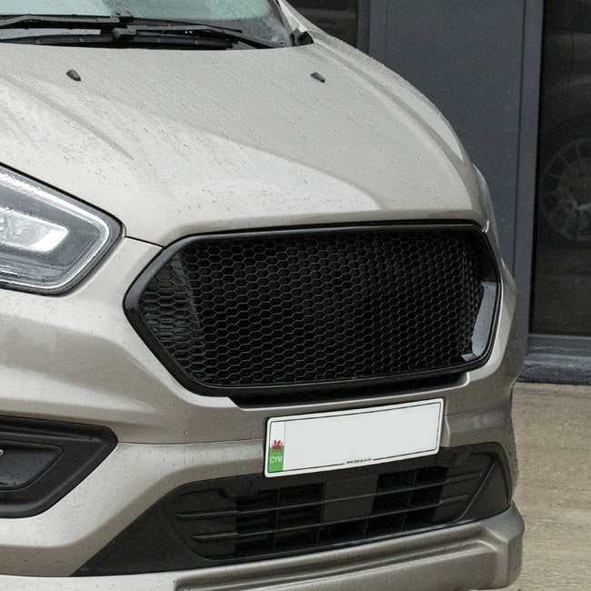 Per Ford Transit Custom Badgeless Honeycomb Grille – Nero lucido, pronto per il montaggio
