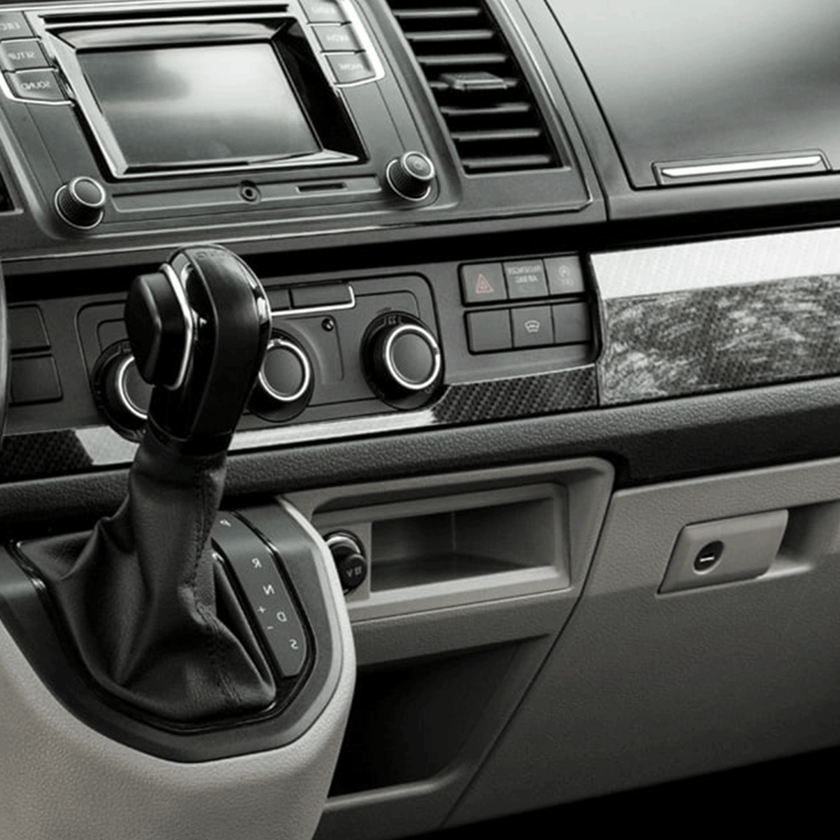 Guarniciones de Estilo de la Parte Inferior del Salpicadero VW Transporter T6 LHD Efecto Carbono