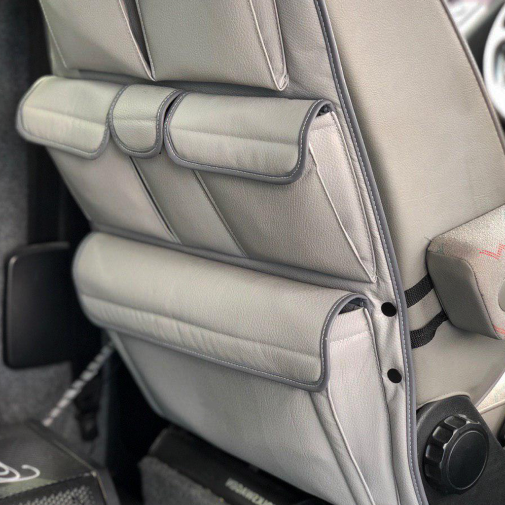 For VW T5 & T5.1 Transporter Campervan Single/Captain’s Seat Leatherette Back Seat Organizer – Van Storage Accessory