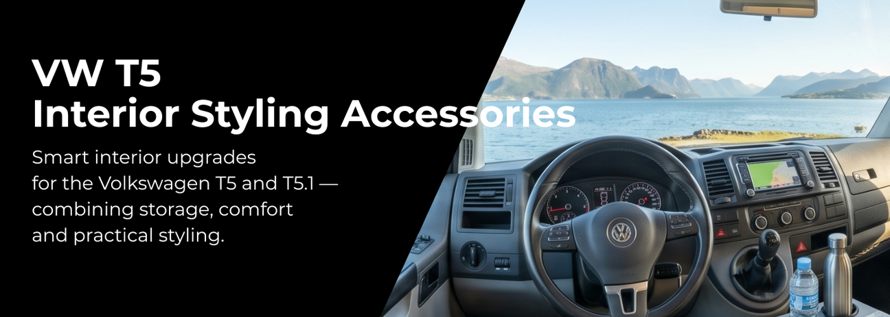 VW T5 interior styling accessories with dashboard and storage upgrades
