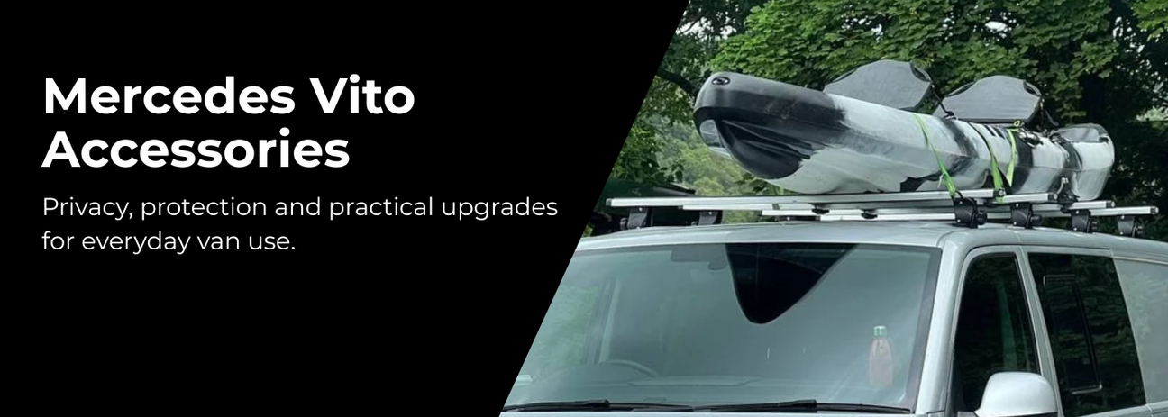 Mercedes Vito accessories with curtains, protection and LED upgrades