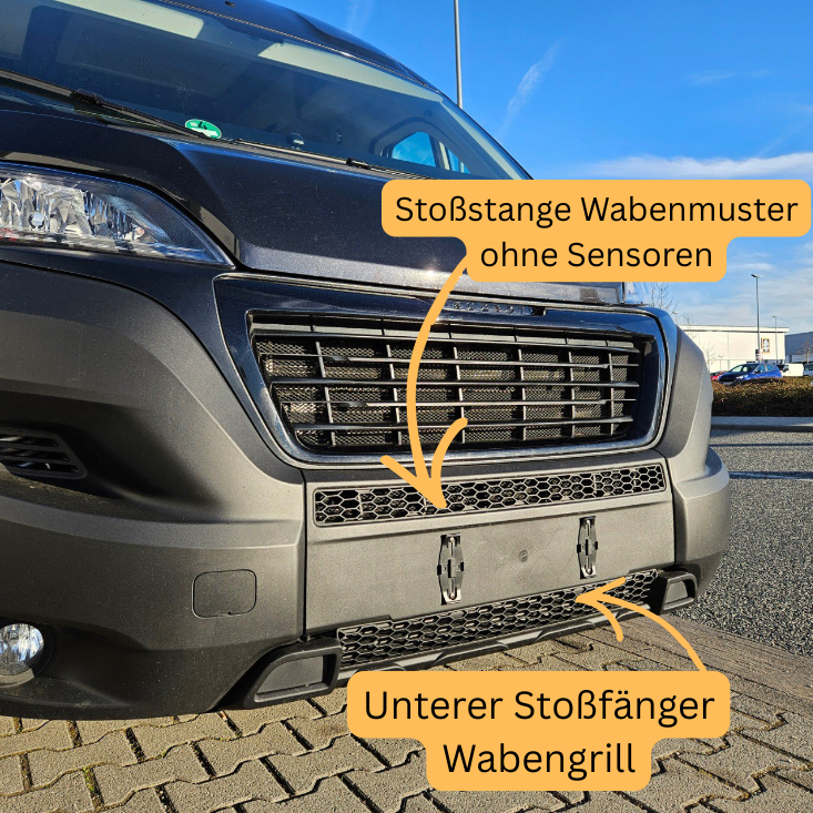 Per Peugeot Boxer Front Lip Grille Bumper Bundle 2 pezzi - Nero Matto | Van-X