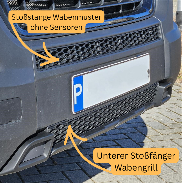 Voor Opel Movano Front Honeycomb Bumper Grille Bundle 2 stuks - Matt Zwart | Van-X