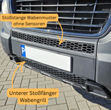 Voor Fiat Ducato / RAM ProMaster Front Honeycomb Bumper Grille Bundle 2 stuks - Matt Zwart | Van-X