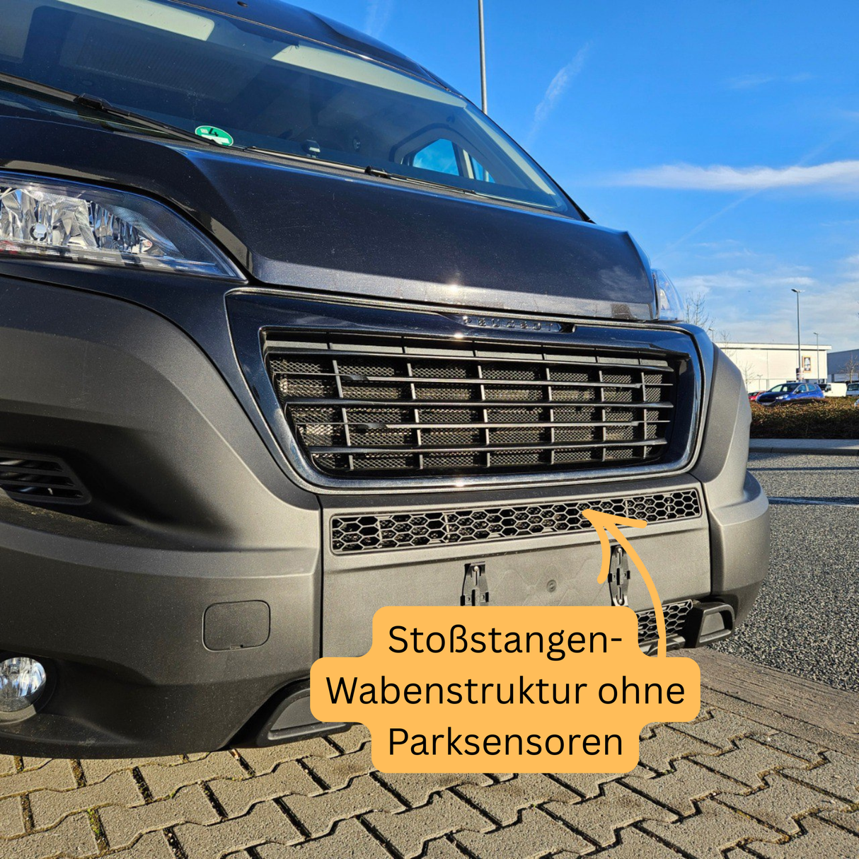 Vauxhall Movano Stoßfänger Wabengitter ohne Parksensoren – Matt Schwarz