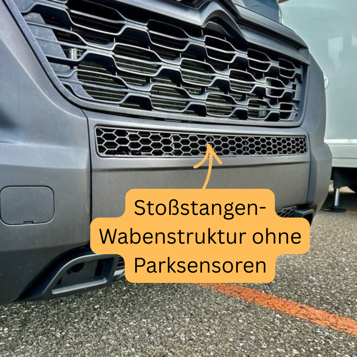 Peugeot Boxer Stoßfänger Wabengitter ohne Parksensoren – Matt Schwarz