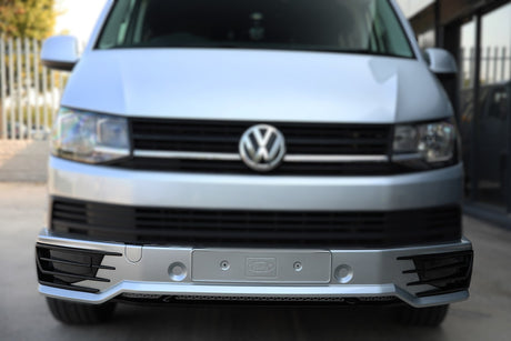 Spoiler + Splitter de parachoques delantero estilo Sportline para VW T6 Transporter, pintado y listo para instalar.