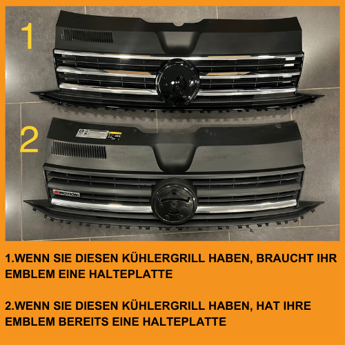 Für VW T6 R-Line Frontgrill (2 in 1) mit und ohne Abzeichen - Schwarz glänzend