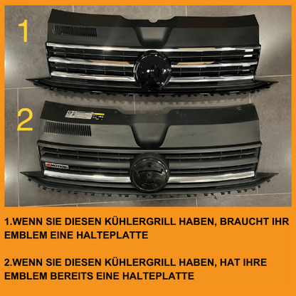 VW T6 R-Line voorgrille (2 in 1) met badge/badgeloos - matzwart