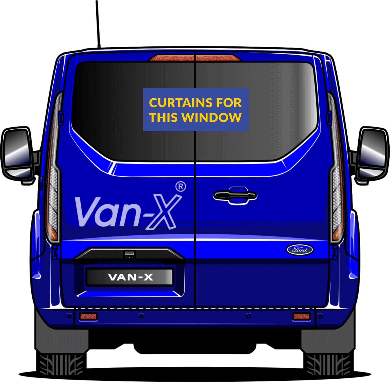 Für Premium-Fenstervorhänge Ford Transit Custom - Schwarz/Schwarz - ERSTELLEN SIE IHR EIGENES BUNDLE! Van-X