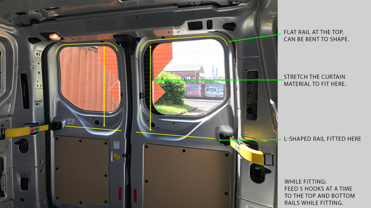 Ford Transit Custom Premium 1 x Barndoor Window Curtains Van-X