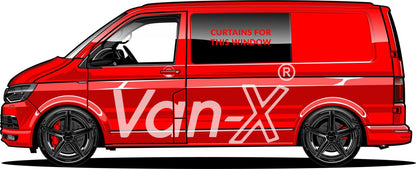 VW T6 Transporter Conversion de Van Rideaux Premium Van-X - Noir/Noir