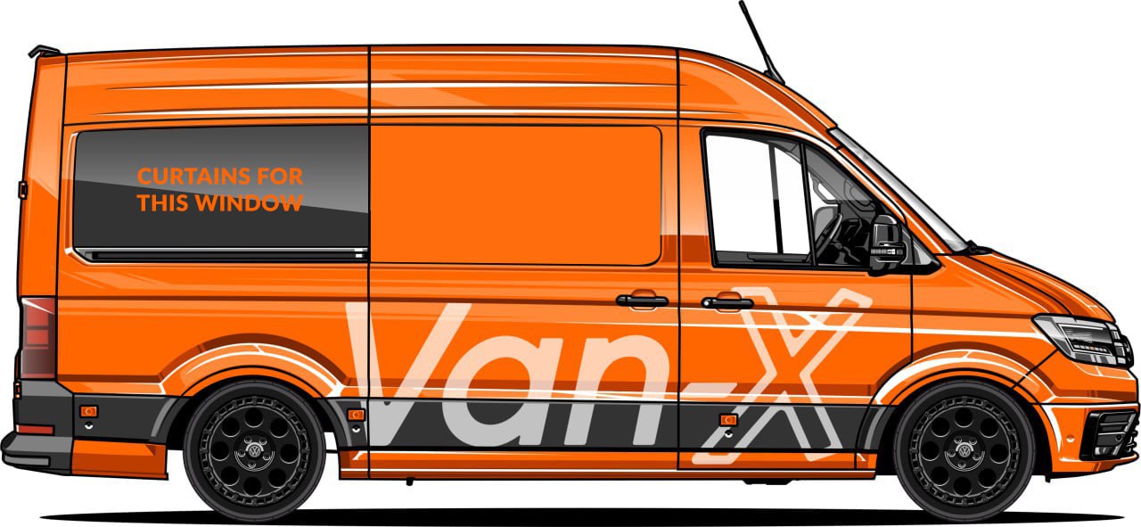 VW Crafter Premium Gordijnen Van-X - Zwart/Grijs