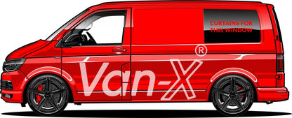 VW T6 Transporter Van-Umbau Premium-Vorhänge Van-X - Schwarz/Schwarz