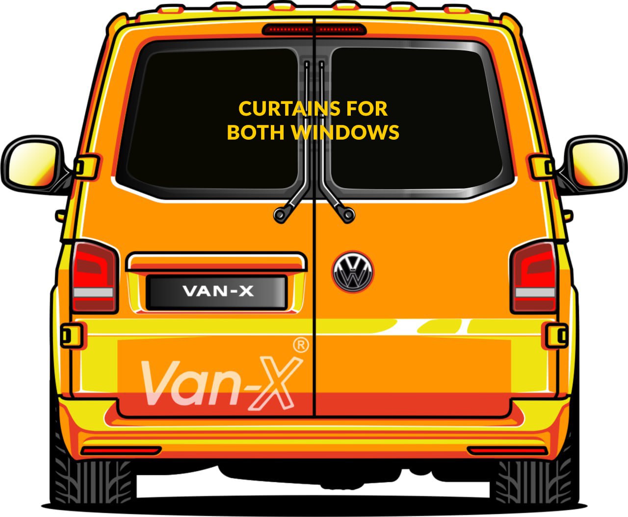 VW T4 Transporter Conversion Van Rideaux Premium Van-X - Noir/Noir