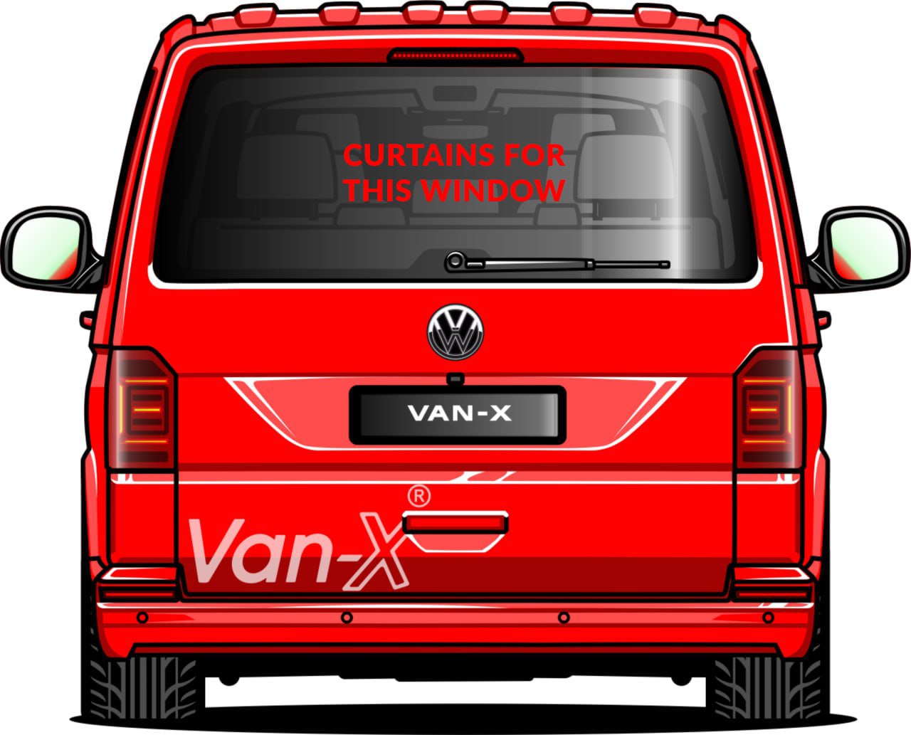 VW T6 Transporter Van Conversion Premium Curtains Van-X - Black/Black