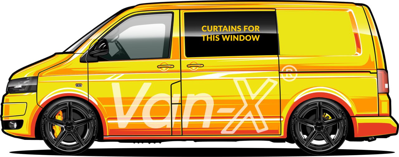 VW T4 Transporter Van Conversion Premium Curtains Van-X - Black/Black