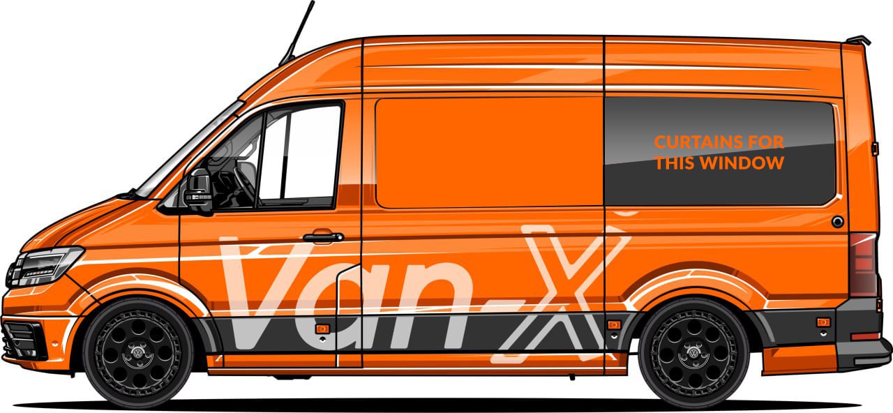 VW Crafter Premium Gordijnen Van-X - Zwart/Grijs