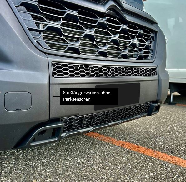 Parachoques Citroën Relay con panal sin sensores de estacionamiento - Negro brillante