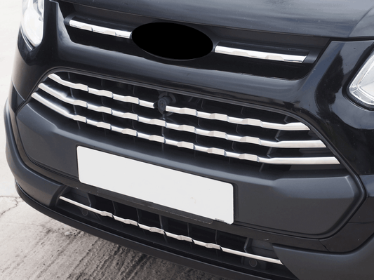 Ford Transit Custom Griglia anteriore Finiture cromate lucide Stile anteriore (7 pezzi) 2012-2018 MK1