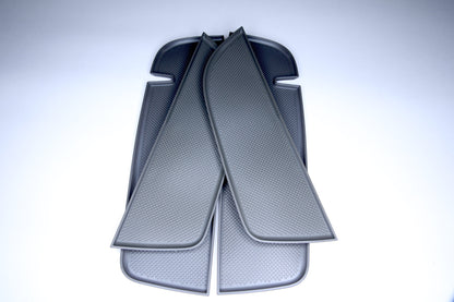 Für VW T5, T5.1 (T5.2)  NEU 4er-Set Einlagen für Türverkleidung (Ablagefächer), hochwertiger Kunststoff, Dunkelgrau, Doppelsitzbank-Version